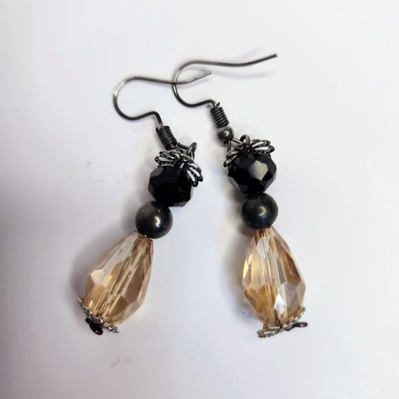 Handcrafted Upcycled Vintage Style Dangle Earrings - Picture 2 of 4